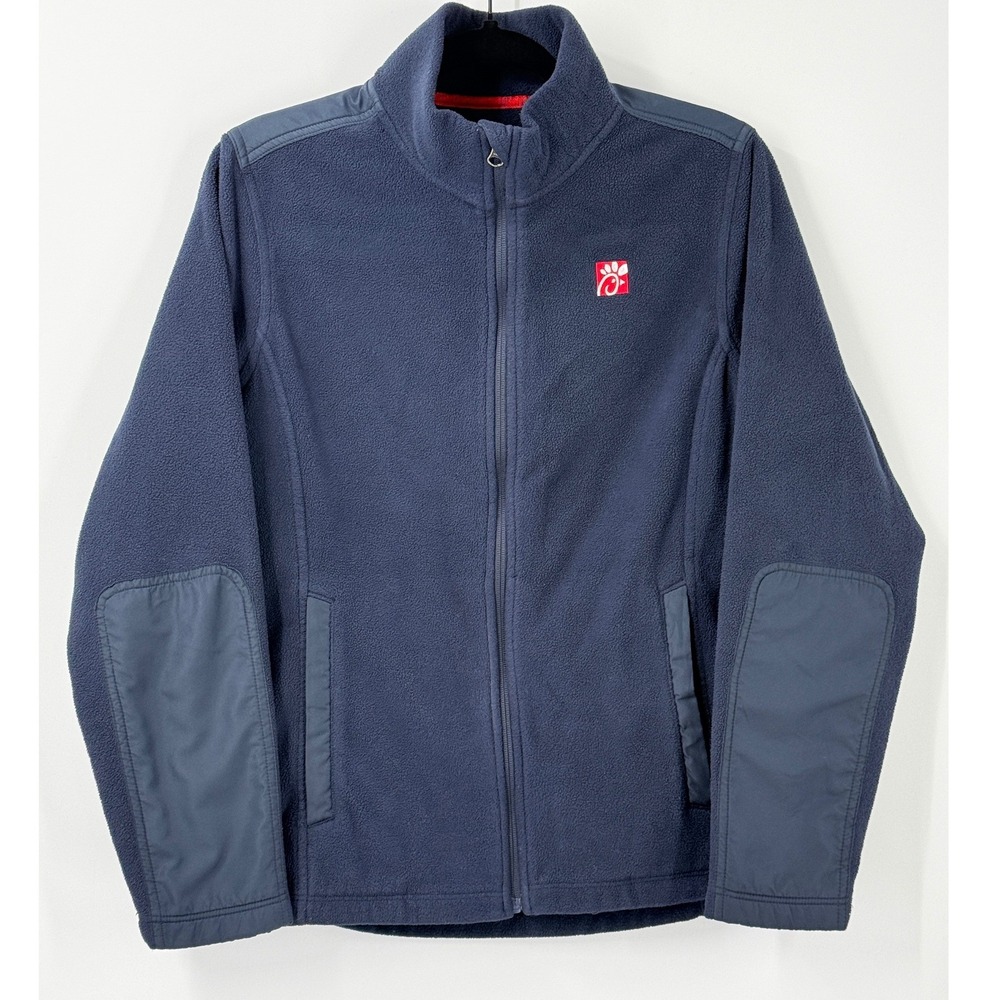 Oobe Chick-fil-A Fleece Jacket Unisex sz L Blue Full Zip Mock Neck Uniform